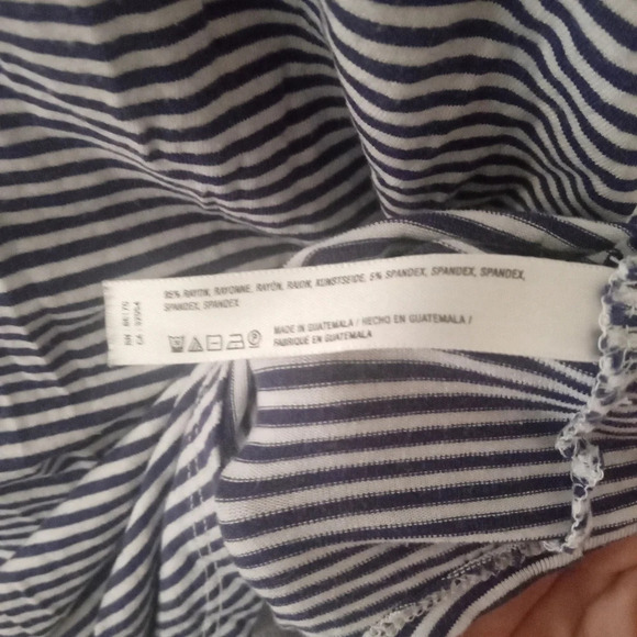 Anthropologie Floreat Navy White Stripe Oversize Tunic Top Pleat Back Size Small - Picture 7 of 7